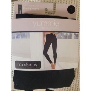 Yummie by Heather Thomson Black Shaping Leggings Cotton Stretch YT2-094 Size L
